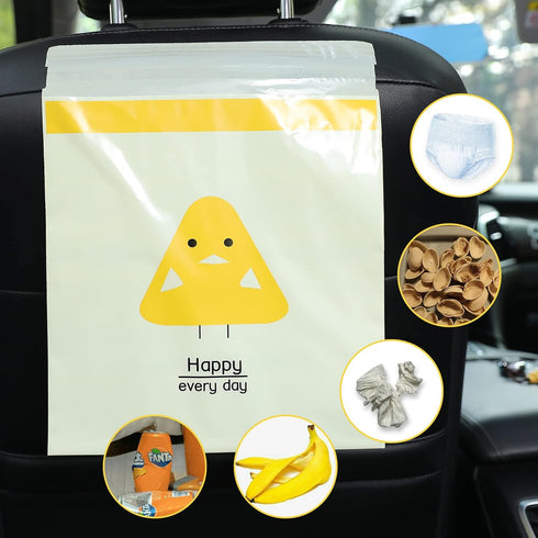 60PCS Easy Stick-On Disposable Portable Car Trash Bags, Waterproof Leakproof Vomit Bags for Cars, Camping, Kitchens