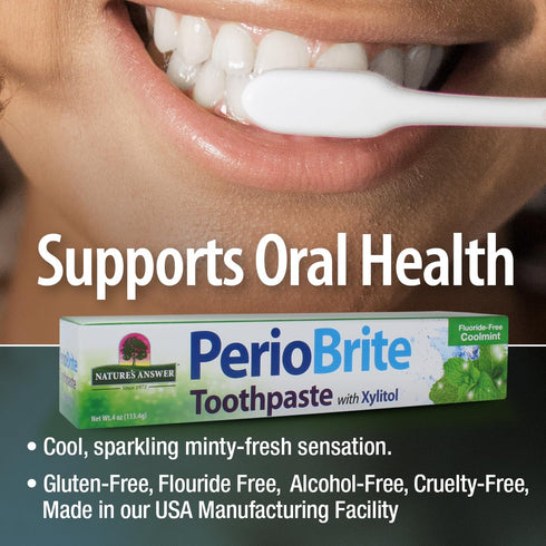 Nature's Answer PerioBrite Toothpaste, Cool Mint, 4-Ounce, Pack of 2, Fluoride Free, CoQ10 & Folic Acid