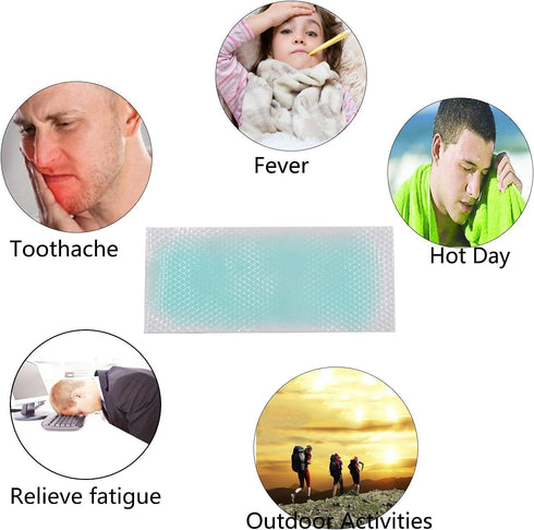 40 Pcs Fever Cooling Gel Patches, Cooling Forehead Strips for Headache, Toothache Pain Relief, Blue