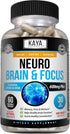 Kaya Naturals Neuro Brain | 60 Count - Memory & Focus Nootropic Energy Capsule, Cognitive Function Support
