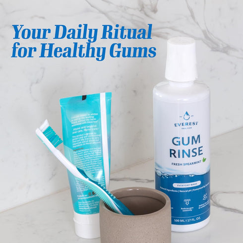 Gum Rinse, Triple Action Natural Mouthwash for Gingivitis Treatment, Alcohol Free, Fresh Spearmint by Everest