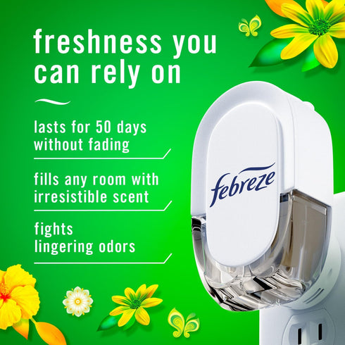 Febreze Plug in Air Fresheners, Gain Original Scent, Odor Fighter for Strong Odors, 1 Warmer + 4 Oil Refills