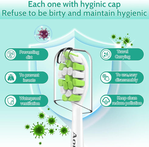 Aoremon Toothbrush Replacement Heads Compatible with Philips Sonicare DiamondClean, 6 Count, White