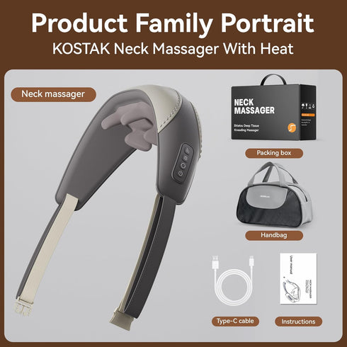 Shiatsu Neck and Shoulder Massager with Heat for Pain Relief Deep Tissue, Portable Massagers for Neck and Back, Gifts