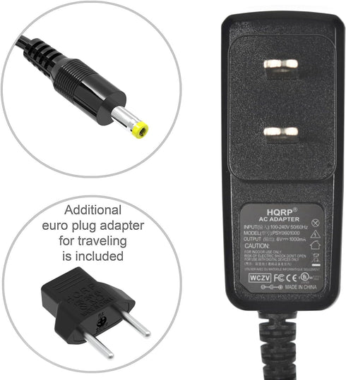 HQRP AC Adapter for Omron Healthcare HEM-705CP / 705CP / HEM-705CPN / 705CPN - Replacement Power Cord