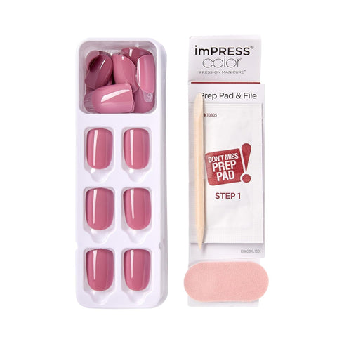 KISS imPRESS No Glue Mani Press On Nails, 'Petal Pink', Short Size, Squoval Shape, Includes 30 Nails