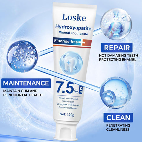 Loske (2) Hydroxyapatite Toothpaste for Stronger Teeth, Natural Remineralization Formula, Fluoride Free Whitening