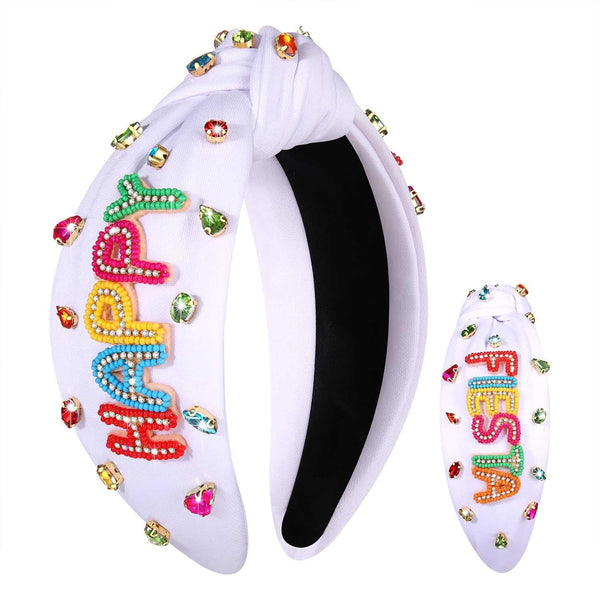 NVENF Mexican Headband for Women, Cinco De Mayo Fiesta Rhinestone Crystal Jeweled Wide Top Knot