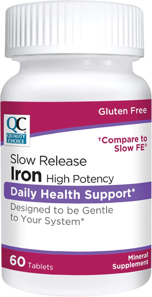 Quality Choice Iron High Potency Slow Release Tablets, 45mg, 60 Tablets Each (Pack of 2)