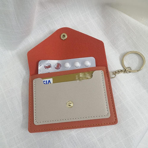 Light Blue PU Leather Birth Control Pill Case & Medicine Wallet