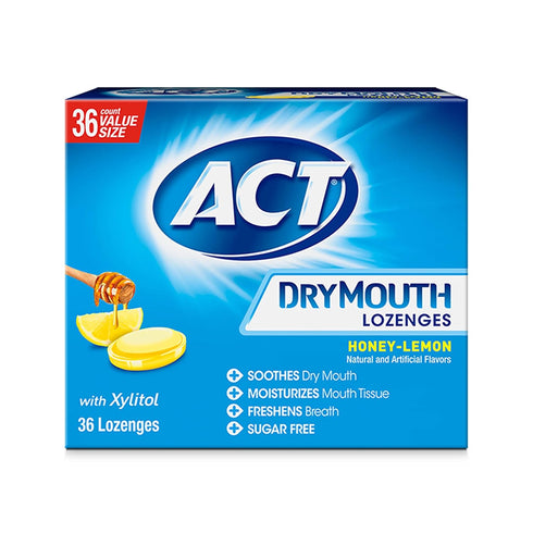 ACT Dry Mouth Lozenges, Sugar Free Honey-Lemon, 36 Count