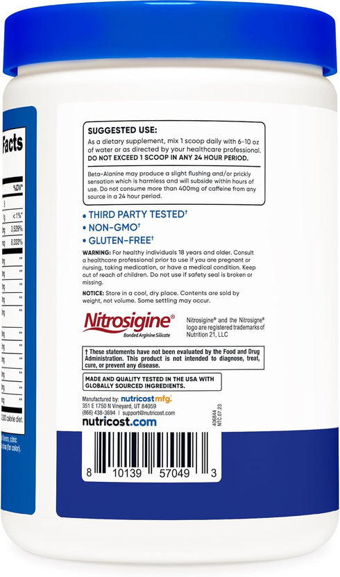 Nutricost Pre-C Pre-Workout Complex with Creatine, Blue Raspberry, 30 Servings, 450g Powder