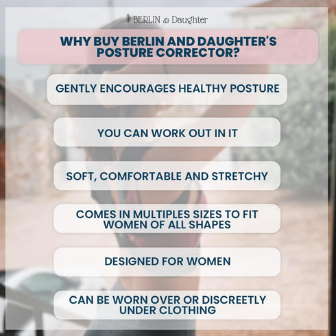 Berlin & Daughter Posture Corrector - Fully Adjustable Breathable Clavicle Chest Back Support Brace for Men & Women