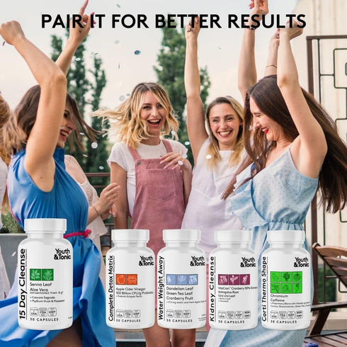 Youth & Tonic 15 Day Colon Cleanser & Detox for Waste Loss, Natural Cleanse Pills for Men & Women, 30 Caps