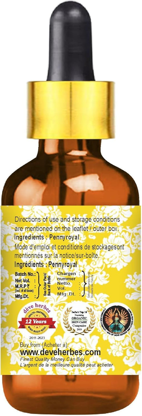 Deve Herbes Pure Pennyroyal Essential Oil, Steam Distilled with Glass Dropper, 10ml (0.33 oz)