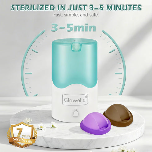 Set, 2 GLOWELLE Menstrual Disc and Sterilizer Mini Period Disc/Cup Steamer Cleaner with Soft Reusable Menstrual