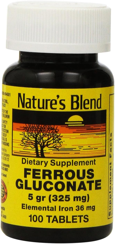 Ferrous Gluconate Tablets, Nature's Blend, 100 Count