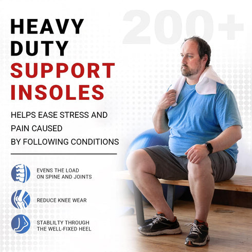 Heavy Duty Support Pain Relief Orthotics for 220+ lbs, Plantar Fasciitis High Arch Support Insoles for Men Women, Shock