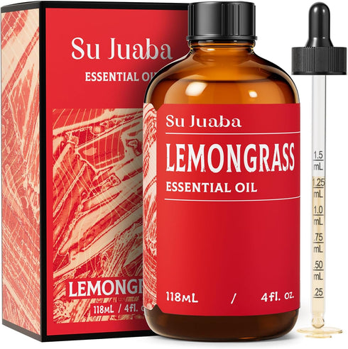 SU JUABA Lemongrass Essential Oil 4 Oz, 100% Pure Natural Aromatherapy Oil for Diffuser,