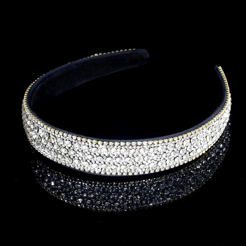 Wecoe Silver Headband - Fashion Rhinestones Hair Band for Women and Girls, Thin Hair Accessories