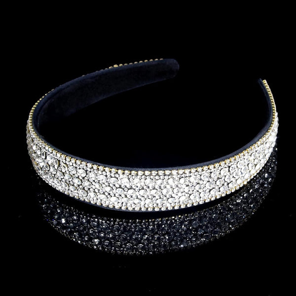 Wecoe Silver Headband - Fashion Rhinestones Hair Band for Women and Girls, Thin Hair Accessories
