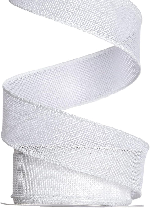 White Wired Burlap Ribbon, 1-1/2 Inch x 10 Yard for Decoration, Bows, Craft, Gift Wrapping, Wreath Sewing