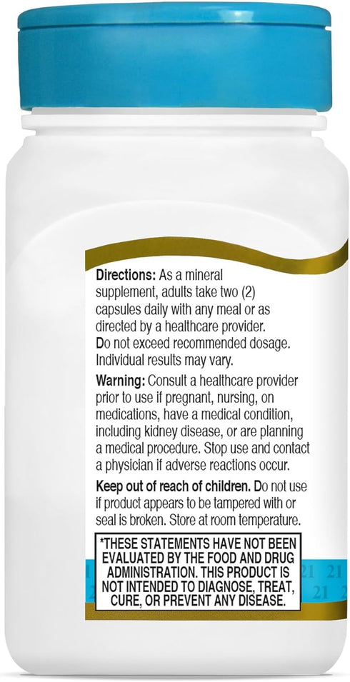 21st Century Magnesium Glycinate 200 mg Capsules, 90 Count per Serving
