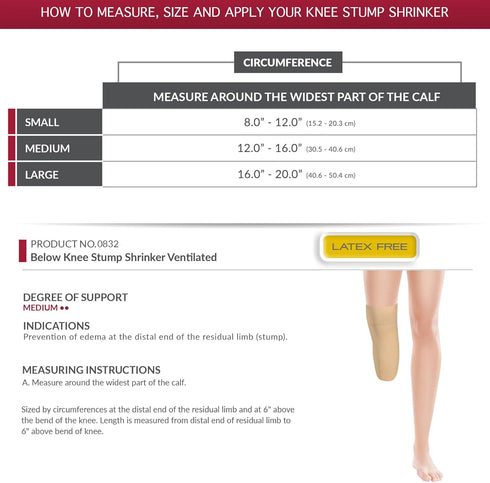 Truform-OTC Below Knee Stump Shrinker, Beige, Small (8-12" Calf), Limb Compression