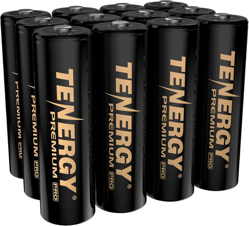 Tenergy Premium PRO Rechargeable AA Batteries, High Capacity 2800mAh NiMH AA Battery, 12