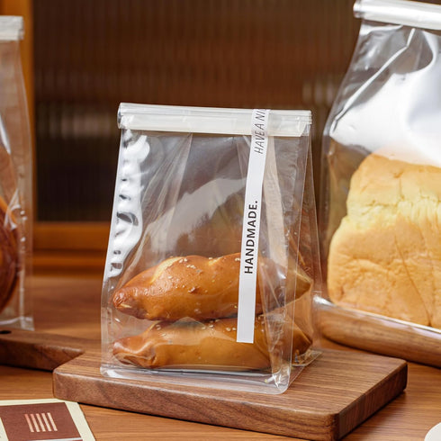Roppolo 50 5.1 Inch PackingBag Pcs Bread Bags for Homemade Breads, Clear Bakery Bags with Tin Tie, Small Loaf Plastic