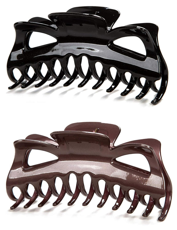 Super Large Thick Hair Clips - Crystal Plastic Claw Clamps Hairgrips Accessories for Women, 2 Pack (D)
