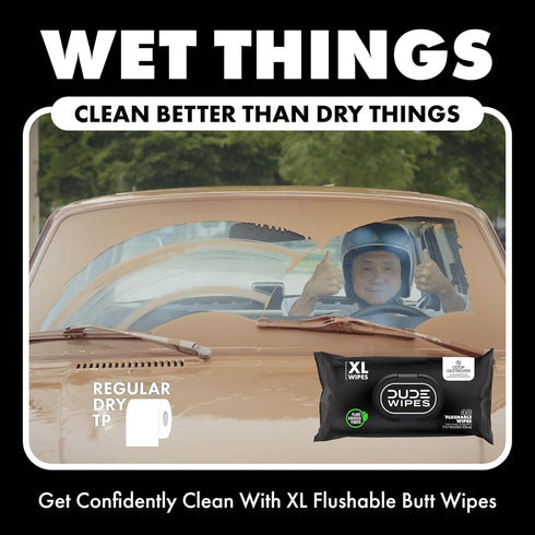 DUDE Wipes - 6 Pack Flushable Wipes for Adults, 288 Wipes - Odor Destroyer XL Wet Wipes with Clean Scent Technology