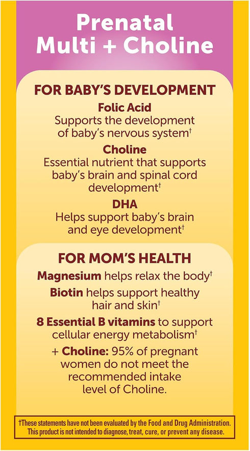 Nature Made Prenatal Vitamin Softgels + Choline - 60 Prenatal Vitamins & 60 Choline Capsules for Women