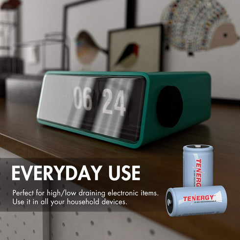 Tenergy C Size Battery 1.2V 5000mAh High Capacity NiMH Rechargeable, 4 Pack for Toys and More