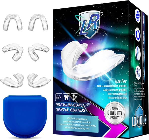 Mouthguard - One Size Fits All Premium Set of 6 BPA Free Moldable Customizable Medical Grade Mouth Guard