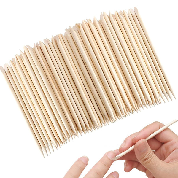 Sticks for Nails, Orange Wood Nail Sticks, Double Sided Cuticle Pusher Remover Manicure Pedicure Tool (100PCS)