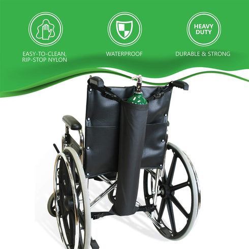 NYOrtho Oxygen Tank Holder for Wheelchair, D & E Cylinder Carrier Bag, Heavy Duty, Waterproof