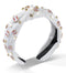 Sparkle Crystal Baseball Charm Embellished Wide Knotted Headband for Women - Game Day Hair Accessories (White)
