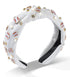 Sparkle Crystal Baseball Charm Embellished Wide Knotted Headband for Women - Game Day Hair Accessories (White)