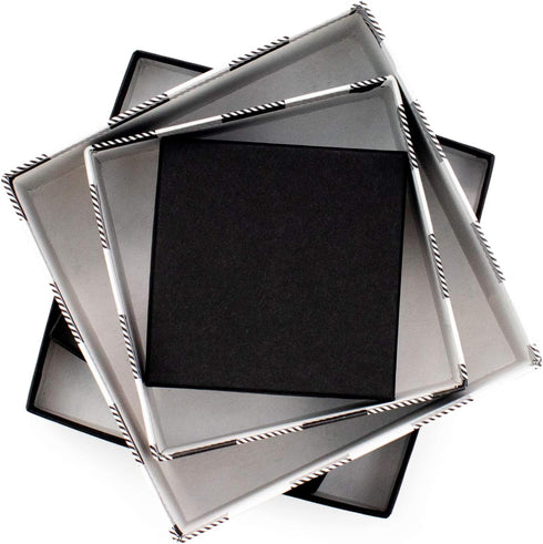 Made in USA Recycled Paper Kraft Boxes – Nested Squared Boxes with Lids, 3.25”, 4.25” & 5.25” (Small Set of 3 - Black
