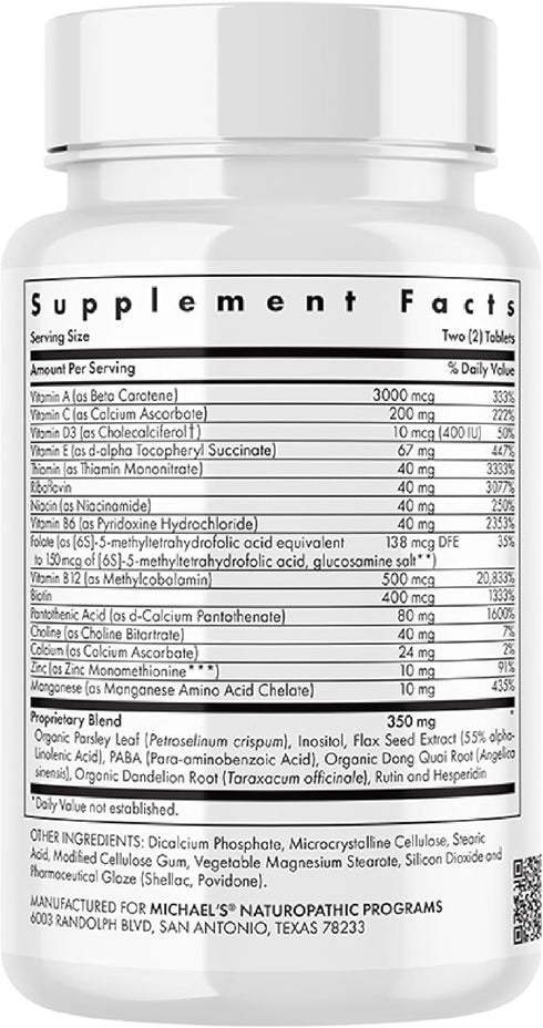 Michael's Health Naturopathic Programs Teen Girls Multivitamin, 60 Vegetarian Tablets, Kosher