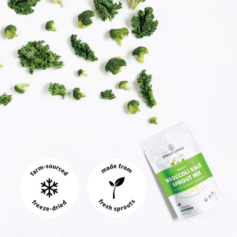 Sprout Living Organic Broccoli and Kale Sprout Mix, Freeze Dried Superfood Greens Powder, 100% Pure, Vegan, Non-GMO,
