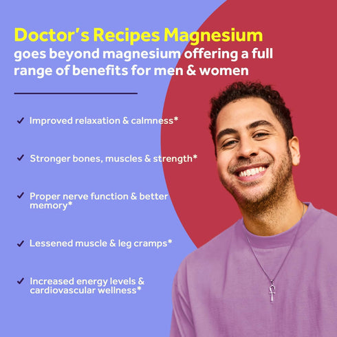 Doctor's Recipes Magnesium Glycinate for Men & Women, 100mg Elemental Mag, 90 Caps, High Absorption