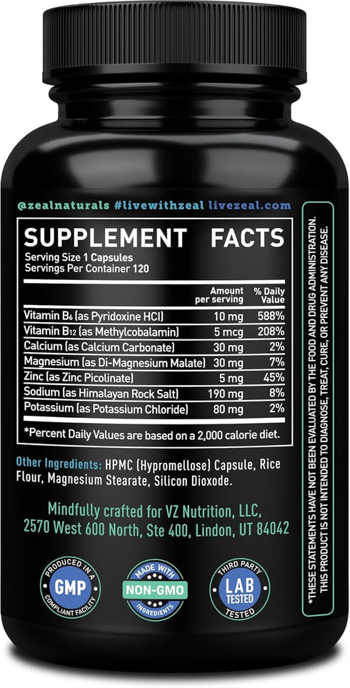 Keto Electrolyte Supplement, 120 Capsules, Maximum Electrolytes with Pink Himalayan Salt, B Vitamins
