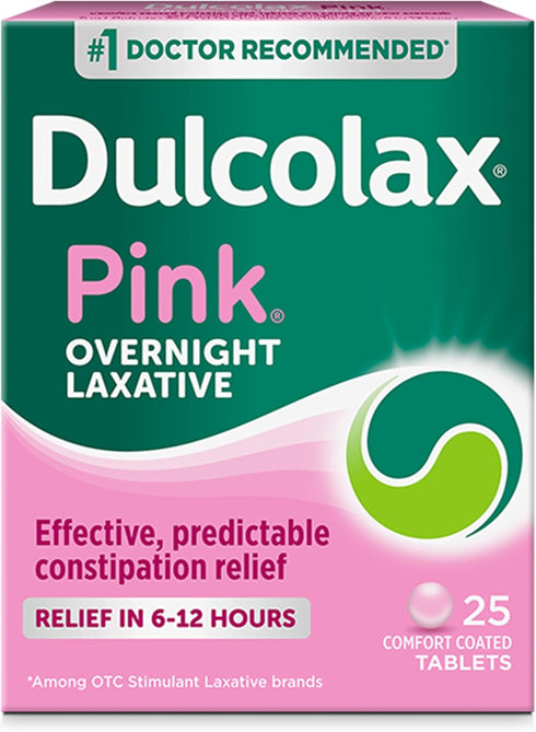 Dulcolax Pink Stimulant Laxative Tablets - Predictable & Effective Constipation Relief, 25 Count