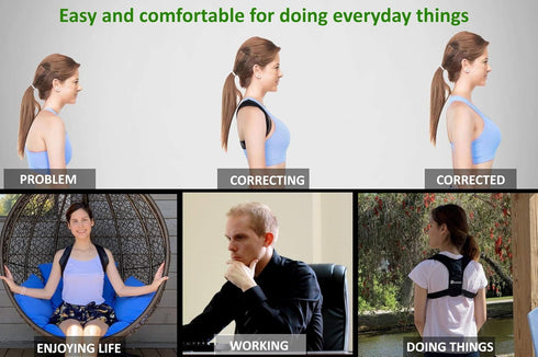 Posture Corrector Back Brace, Adjustable Upper Back Straightener for Men and Women, Universal Large & XL Sizes