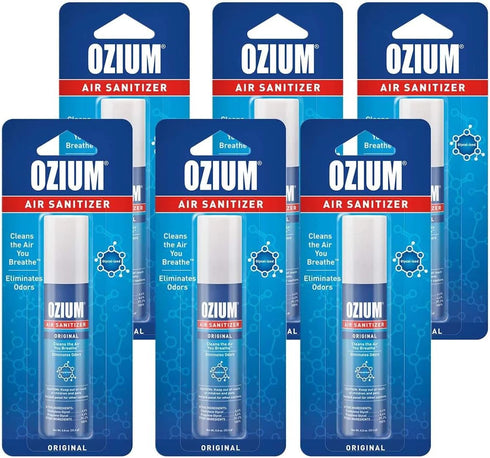 Ozium Air Sanitizer & Odor Eliminator, 0.8 oz Original Scent, Pack of 6 for Homes, Cars, Offices and More