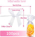 Gejoy 100 Pieces 2.6" Solid White Bows, Mini Satin Ribbon Twist Tie Bows for Wedding Graduation Party Decoration