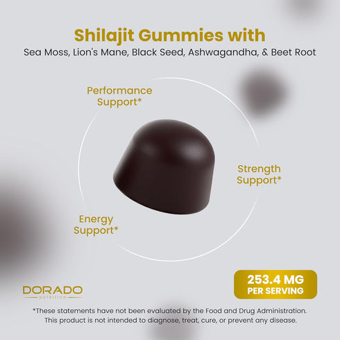 Gummies Immunity (60 Gummies) Shilajit with Sea Moss, Ashwagandha & Lions Mane - (Shilajit Supplement for Men & Women