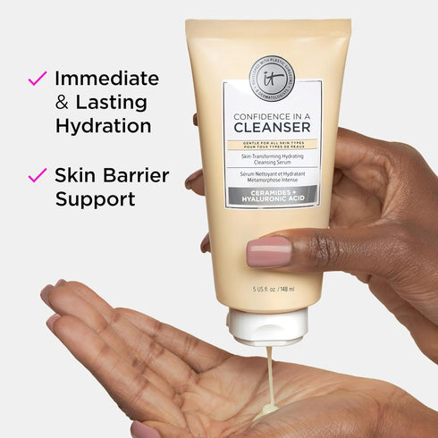 IT Cosmetics Confidence in a Cleanser, Hydrating Face Wash with Hyaluronic Acid & Ceramides, Vegan, Gentle